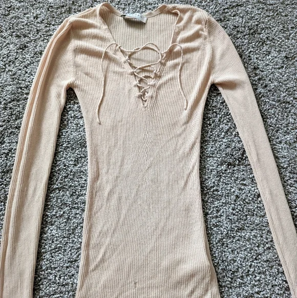 Sandro Peach Ribbed Lace Up - Picture 3 of 6